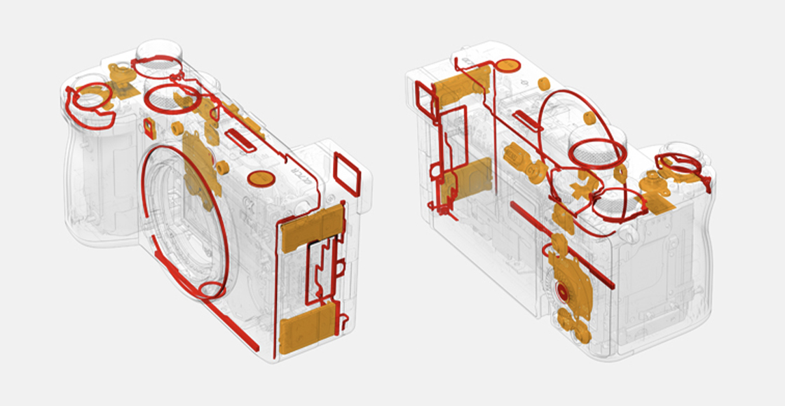 Illustration showing locations of seals providing dust and moisture resistance