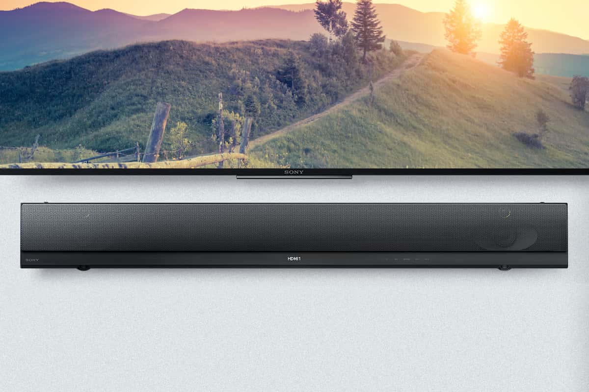 Barra de som com Wi-Fi® de instalação na parede e áudio de alta